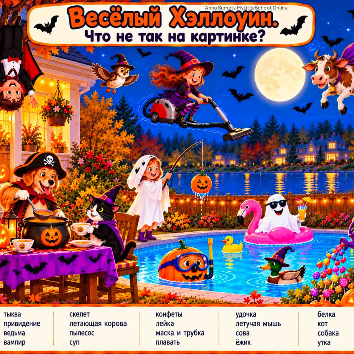 A colorful Halloween-themed children&