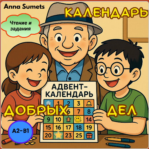 grandfather and two children, advent calendar e-book