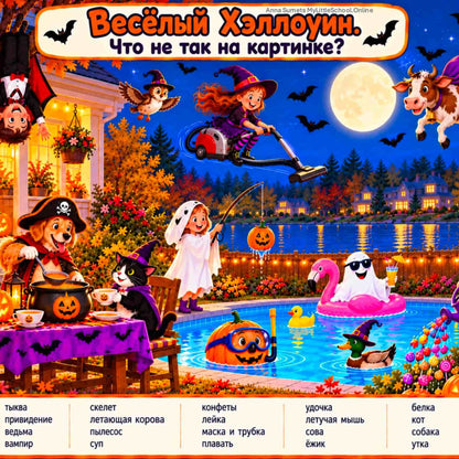 A colorful Halloween-themed children&