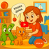Little girl with cat- Learn to read and write Russian online