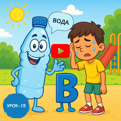 Hot day, boy and water - Learn to read and write Russian online