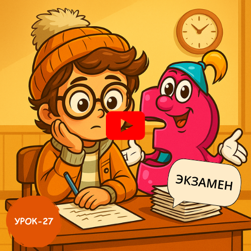 Boy writing exam - Learn to read and write Russian online