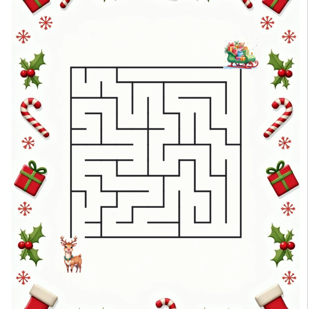 Лабиринты, Раскраски, Найди отличия. Новый год и Рождество