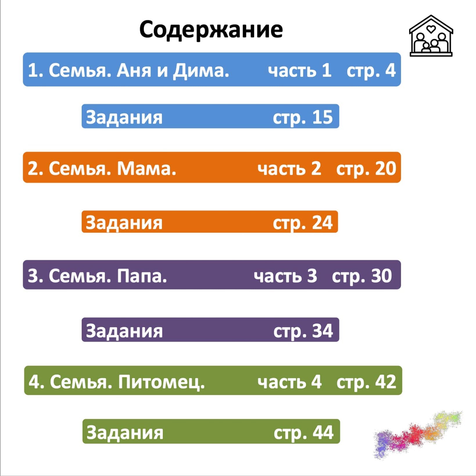 Содержание книги «Моя семья» для детей-билингвов и РКИ, уровень A0–A1