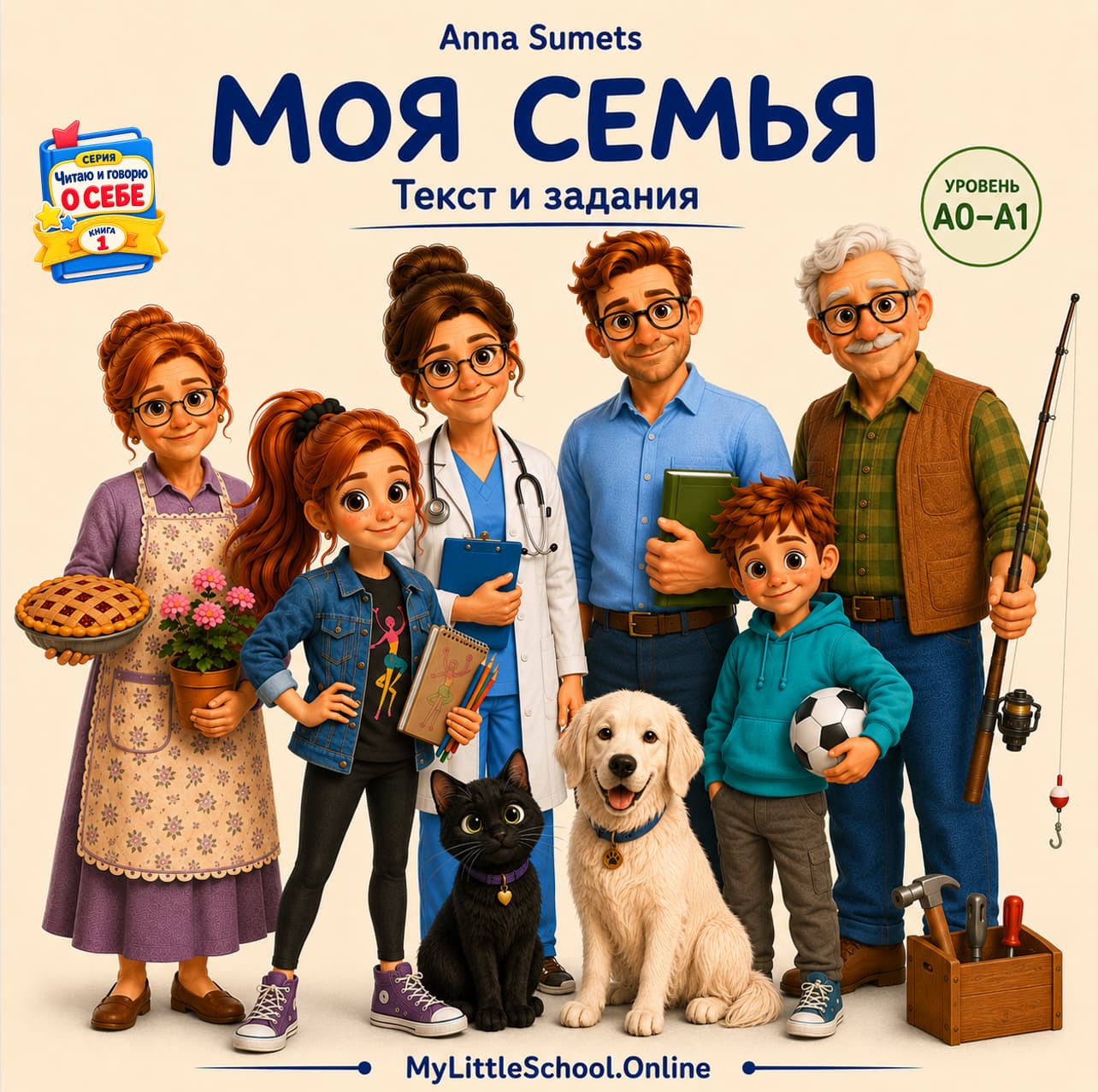 Обложка книги «Моя семья» для детей-билингвов и РКИ, уровень A0–A1