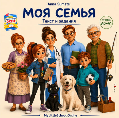 Обложка книги «Моя семья» для детей-билингвов и РКИ, уровень A0–A1